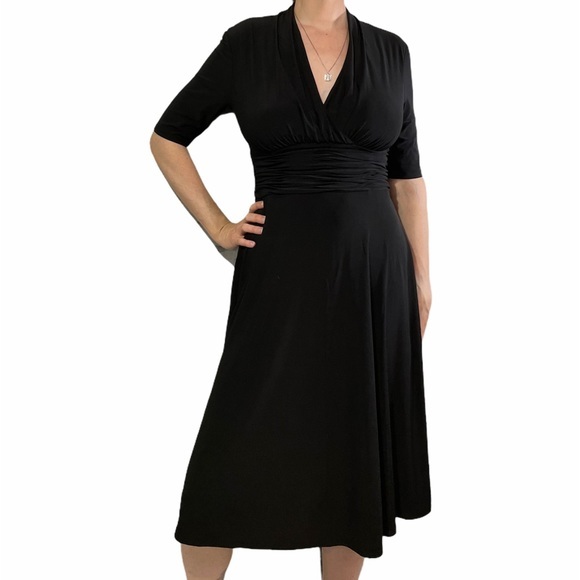 Evan Picone Dresses & Skirts - EVAN PICONE Black Surplice A-line Dress 8